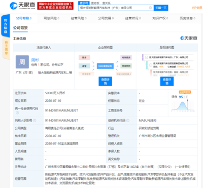 恒大新能源汽車斥資15億成立兩家新公司，全力推動信息咨詢業務布局